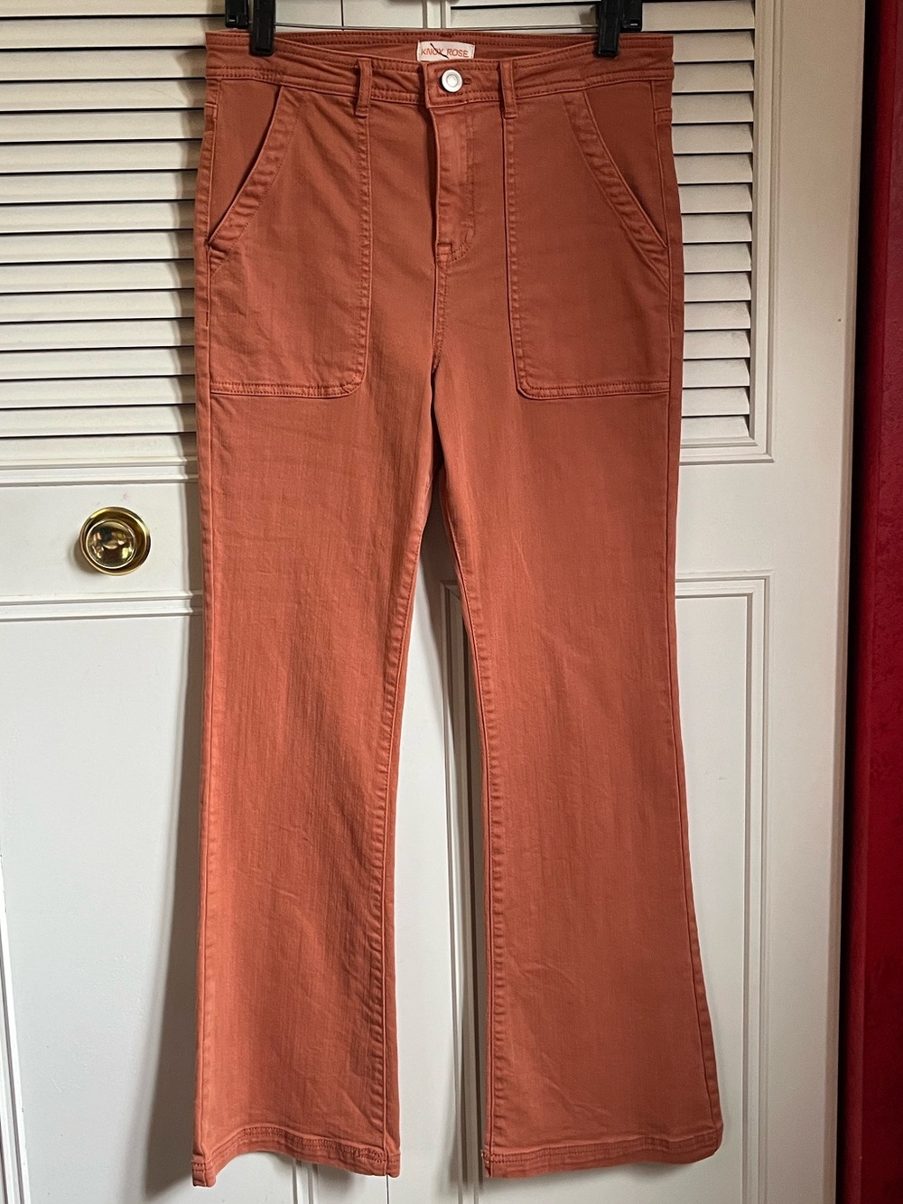 Knox Rose Burnt Orange/Brown High-Waisted Flare Jeans Sz 8